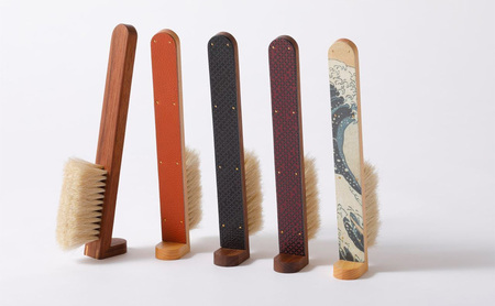 STAND BRUSH ／スタンダード 牛革 茶 ブラシ 卓上ブラシ 洋服ブラシ 馬毛 工芸品 日本製 墨田区 東京 ウォールナット