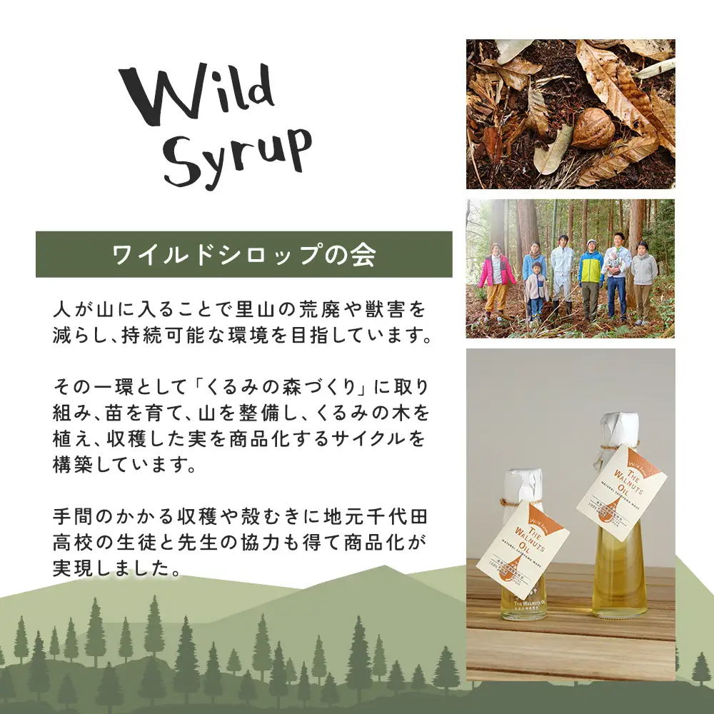地元高校生と収穫したくるみ使用 伝統製法で搾ったくるみ油 45g ワイルドシロップの会_WA112_002