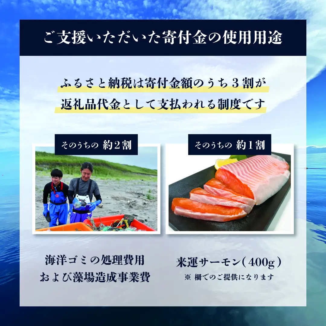 【先行受付】【海洋保全活動への支援】来運サーモンのお礼品付き。知床斜里町の鮭漁師が海を守り、次世代につなげます。