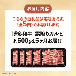 博多和牛 霜降りカルビ 全5回定期便 約500g×5回 072-T093