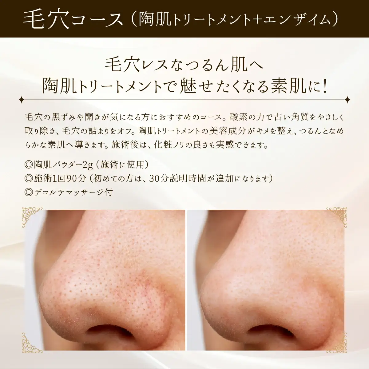 ⽑⽳コース（陶肌トリートメント＋エンザイム）　260P8401