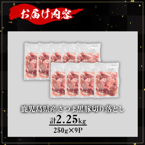 【訳あり】鹿児島県産 豚肉 さつま 黒豚 切り落とし (計2.25kg・250g×9P)【KNOT】 A692-v01