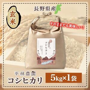 令和7年産 コシヒカリ 玄米 5kg×1袋 長野県産 米 お米 ごはん ライス 低GI 甘み 農家直送 産直 信州 人気 ギフト お取り寄せ 平林農園 送料無料 長野県 大町市