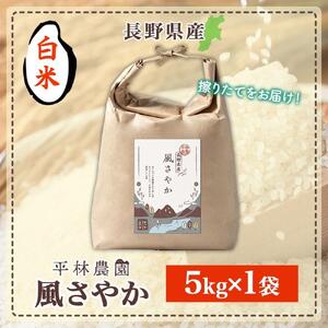 令和7年産 風さやか 白米 5kg×1袋 長野県産 米 精米 お米 ごはん ライス 甘み 農家直送 産直 信州 人気 ギフト お取り寄せ 平林農園 送料無料 長野県 大町市
