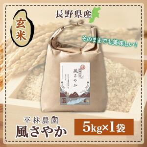 令和7年産 風さやか 玄米 5kg×1袋 長野県産 米 お米 ごはん ライス 低GI 甘み 農家直送 産直 信州 人気 ギフト お取り寄せ 平林農園 送料無料 長野県 大町市