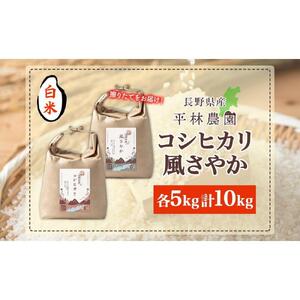 令和7年産 コシヒカリ 風さやか 白米 各5kg 長野県産 米 精米 お米 ごはん ライス 甘み 農家直送 産直 信州 人気 ギフト お取り寄せ 平林農園 送料無料 長野県 大町市