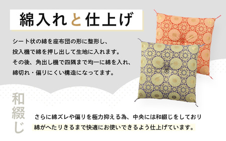 床の硬さを感じにくい「反毛わた」座布団 仏前座布団 金襴 1枚【赤色】 [B-20409_02]