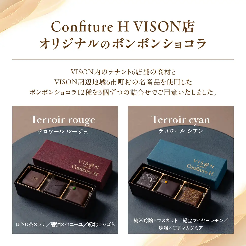 ボンボンショコラVISONオリジナル（ルージュ・シアン・ブラン・グリ）ボンボンショコラ 4箱セット コンフィチュールアッシュ VCH-01
