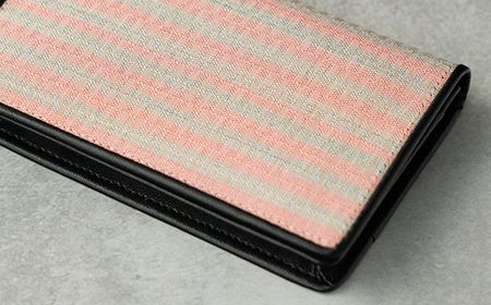 【山形さくらんぼ実染め】名刺入れ カードケース (ピンク藍縞)  文房具 プレゼント ギフト wt-chspa ※沖縄・離島への配送不可