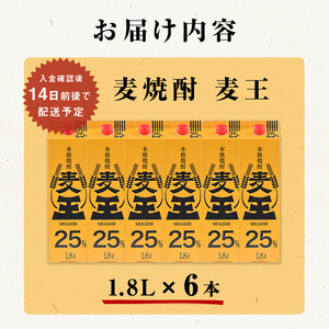  鹿児島 本格焼酎  麦王パック (1.8L×6本・計10.8L) 焼酎セット 【岩川醸造】A393-v02