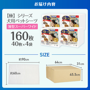 ペットシーツ 【極】シリーズ 薄型スーパーワイド 160枚 ペット用 犬用 猫用 トイレシーツ 日用品 ペット用品 大容量 防災 備蓄 消耗品 ドッグ キャット わんちゃん ねこちゃん 静岡県 富士市 [sf077-130]