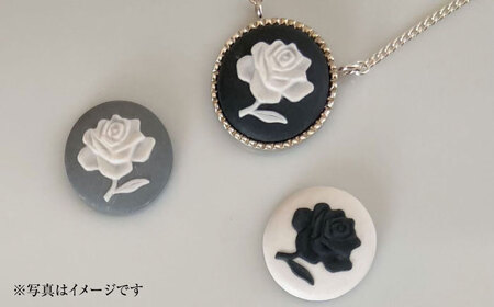 ＜ROUND＞シルバーペンダント　薔薇 ブラック / ペンダント ネックレス アクセサリー ギフト 贈り物 / 瀬戸市 / 陶華[BBCD019]