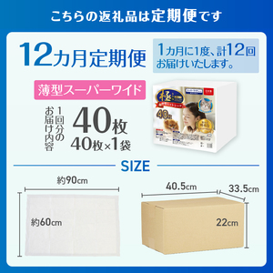 定期便 12回 ペットシーツ 【極】シリーズ 薄型スーパーワイド 40枚 ペット用 犬用 猫用 トイレシーツ 日用品 ペット用品 防災 備蓄 消耗品 ドッグ キャット わんちゃん ねこちゃん 静岡県 富士市 [sf077-141]