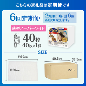 定期便 6回 ペットシーツ 【極】シリーズ 薄型スーパーワイド 40枚 ペット用 犬用 猫用 トイレシーツ 日用品 ペット用品 防災 備蓄 消耗品 ドッグ キャット わんちゃん ねこちゃん 静岡県 富士市 [sf077-142]