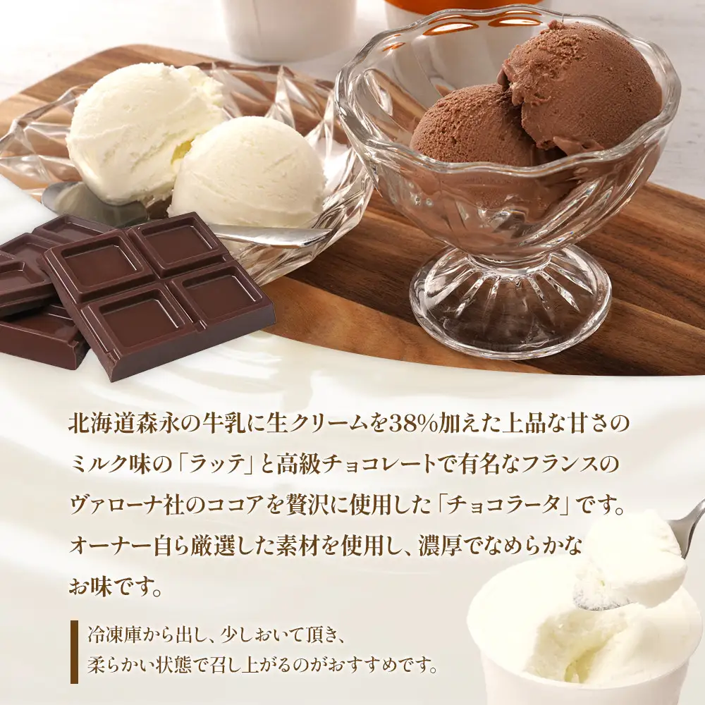 創業30年の老舗が作った濃厚なめらかジェラート おすすめのラッテとチョコラータの5個入り ［TM206］