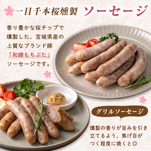 一目千本桜燻製ベーコン&ソーセージセット ＜ダブルセット(計920g)＞ 惣菜 ブロック ウインナー 燻製 スモーク BBQ 焼肉 桜チップ 冷凍【しばたの未来】 sh015-B