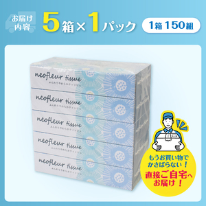 ボックスティッシュ 5箱 1パック 日用品 エコ 防災 備蓄 消耗品 生活雑貨 生活用品 ウォーター 水 紙 ペーパー 生活必需品 花粉症 柔らかい 富士市 【配送不可地域：北海道・沖縄・離島】 [sf077-155]