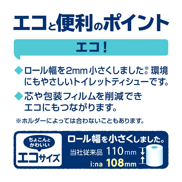 【シングル】エリエール i：na（イーナ）トイレットティシュー 2倍巻き12ロール No.487
