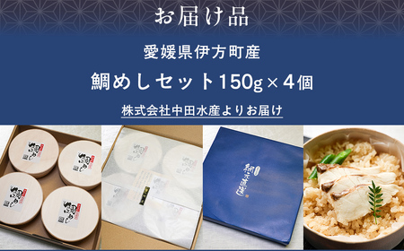 鯛めしセット（4個入り） 【 ふるさと納税 人気 おすすめ ランキング 鯛 鯛めし 海鮮 魚介 魚 冷凍 宇和海産 セット 詰合せ 愛媛県 伊方町 送料無料 】 IKTN003