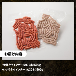 荒挽きウインナーセット（2種類約60本入り）ソーセージ 詰合せ バーベキュー キャンプ パーティー 手作り フランク 食べ比べ オールポーク 豚肉100％ 天然腸 山梨県 白州 北杜市  [h038]