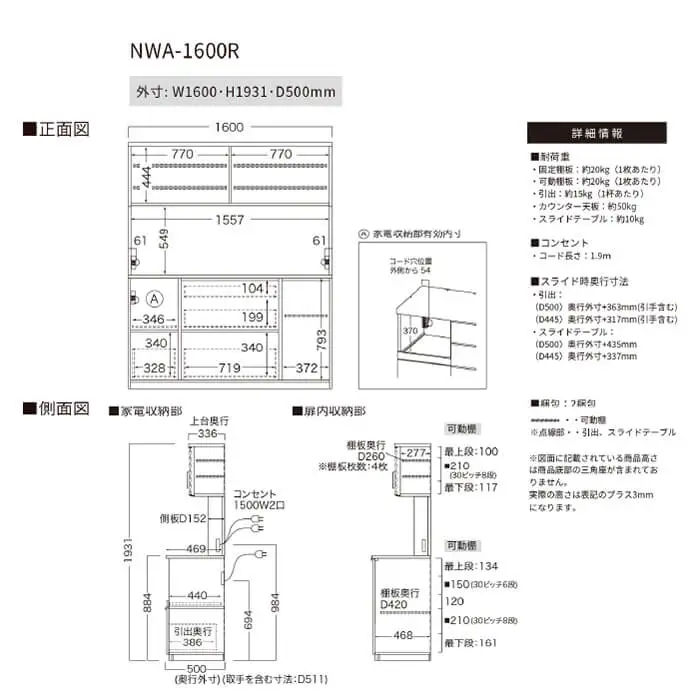 キッチンボード NWA-1600R [No.1094]