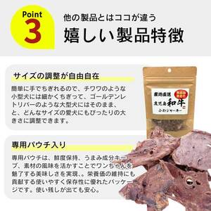 国産 ふわジャーキー 犬用おやつ（和牛）20g×30袋_犬用 おやつ 20g × 30袋 セット内容 和牛 ジャーキー 全犬種用 パウチ入り 肉 素材の旨味 無着色 高たんぱく質 やわらかい 厳選 ちぎれる サイズ調整 パピー犬 シニア犬 ふわふわ サクサク 福岡県 久留米市 送料無料 〔Pf072-01〕