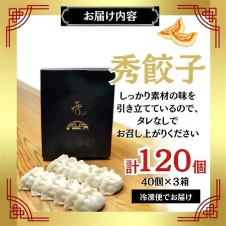 秀餃子 120個(40×3箱)2.4kg 国産野菜と肉の新鮮さにこだわった本気のぎょうざ 国産 冷凍_餃子 冷凍 大容量_【配送不可地域：離島】【1622598】