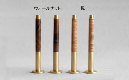 スタンド型 ボールペン（楓） ／ 楓材 金具 スタンド 無垢 真鍮製 水性 ローラーボールペン 文具 雑貨 日用品 