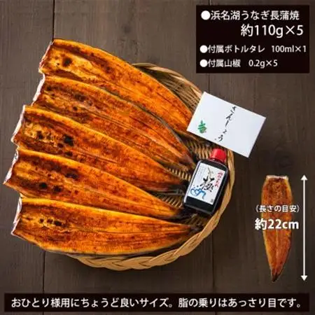 食品添加物不使用の浜名湖うなぎ蒲焼　約110g蒲焼×5尾(付属タレ×1、山椒×5)【配送不可地域：離島】【1616751】