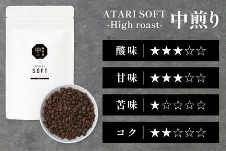 【定期便12回】【豆タイプ】珈琲屋 中-ATARI- SOFT (中煎り) -High roast- 100g×3袋×12回【徳島県 那賀町 自家焙煎 コーヒー 珈琲 ブレンド コーヒー豆 珈琲豆 豆 スペシャリティコーヒー レギュラーコーヒー 中煎り ハイロースト 詰め合わせ ギフト プレゼント お取り寄せ】CO-15