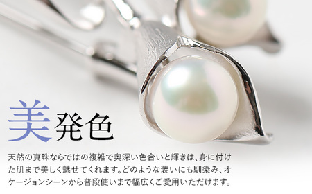 【14営業日以内に発送】あこや真珠 6.5～7.0mm ブローチ シルバー SV ユリ パール 真珠 あこや レディース アクセサリー ジュエリー 九州 長崎県 長崎市