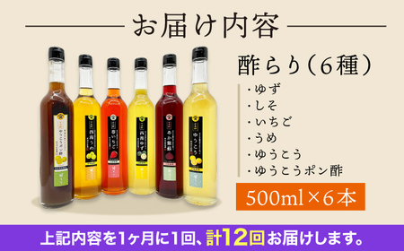 【12回定期便】 【飲む玄米酢】酢らり 大瓶6種セット（5種＋ポン酢）＜川添酢造＞[CDN143]