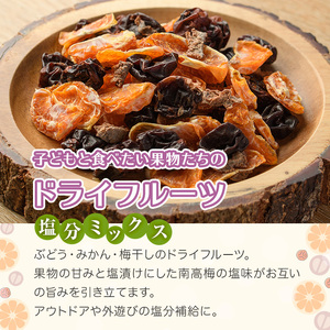 子どもと食べたい果物たちのドライフルーツ 塩分ミックス(100g) ドライフルーツ ぶどう みかん 梅干し フルーツ 果物 砂糖不使用 オイル不使用 塩分補給【100703000】【宮田ファミリーぶどう園】