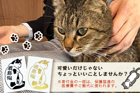 鹿島猫ステッカー（金色）or（黒色）｜保護猫カフェねこの蔵 ステッカー 保護猫 猫 古民家カフェ 支援 鹿島市 猫カフェ カフェ プレゼント　AA-62