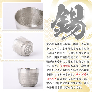 錫製酒器 天ノ矢 (2個) 酒器 芦屋町産 天野屋 錫 日本酒 冷酒 純錫 器 お酒 アルコール ギフト 贈り物 プレゼント 贈答用 セット【地酒とギフトの店 てのや】as01-006