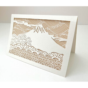 富士山と三保松原を贈る　切り絵レター4色セット（4点入り）□