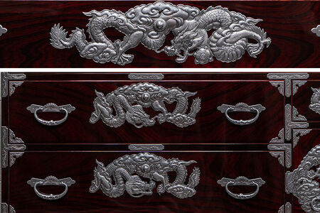 仙台箪笥 四尺野郎箪笥 木地呂漆塗り 彫金手打金具 KD-7BDR（竜尽くし）（お申込書返送後8ヶ月～12ヶ月程度でお届け）