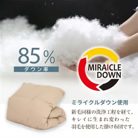 丸八真綿 羽毛掛け布団 シングル 150×210cm 日本製 ダウン85%(リサイクルダウン使用)【1626048】