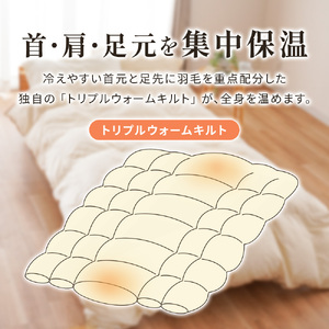 掛け布団 ハンガリーダウン93% トリプルウォームキルト 羽毛掛け布団 シングル ロング