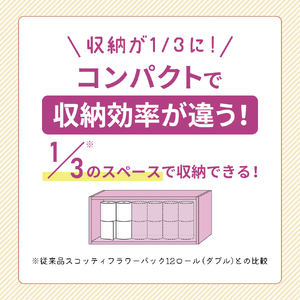 定期便 トイレットペーパー ダブル スコッティ 3倍長持ち 4ロール入 × 12パック フラワーパック 無香料 《 6ヶ月ごと 計  2回 》