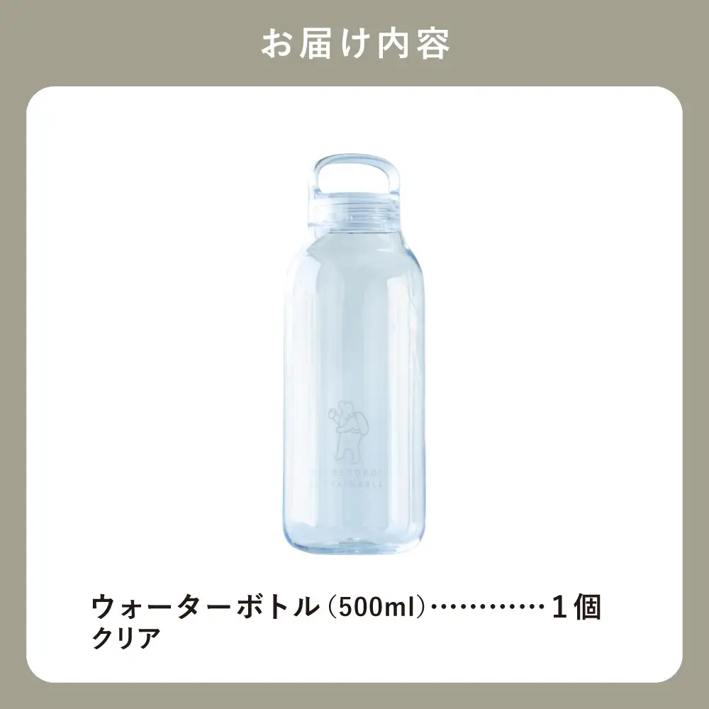 知床トコさん　ウォーターボトル　クリア　500ml×1本　常温で水が飲める 耐熱マイボトル
