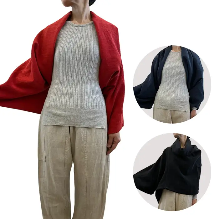 【青墨色】【麻の服 タイパンツ】丁寧なハンドメイド ショートサイズ  [No.215-02]