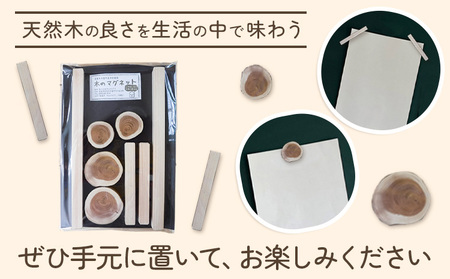 木のマグネットセット (長方形 丸型) 8個セット
