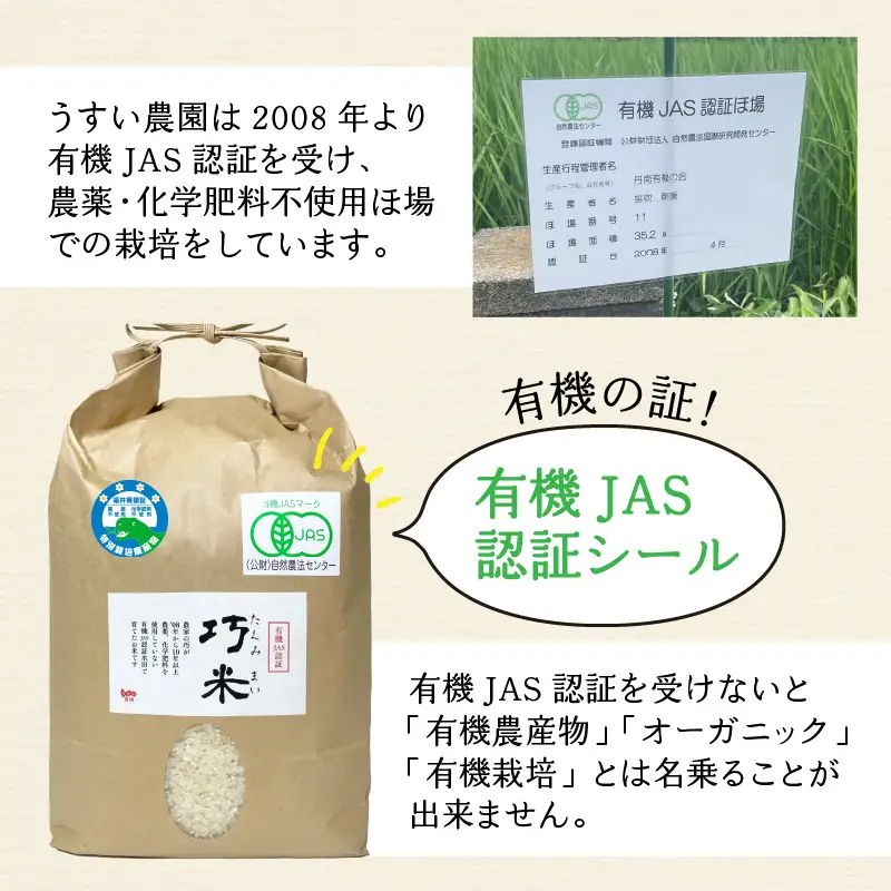 先行予約 オーガニック コシヒカリ 令和8年産 有機JAS 玄米 5kg オーガニック
