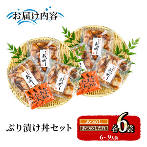 ぶり 漬け丼 セット (6袋) 魚 さかな ぶり ブリ 鰤 丼ぶり どんぶり 海鮮丼 りゅうきゅう あつめし 魚介 簡単 小分け 個装 冷凍 大分県 【opad002】【鶴見食賓館】