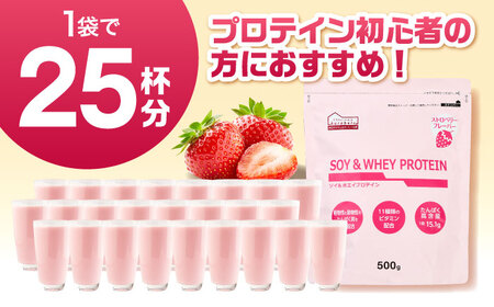 プロテイン ソイ＆ホエイプロテイン ストロベリー味 500g×1袋 [AIDW001]  プロテイン
