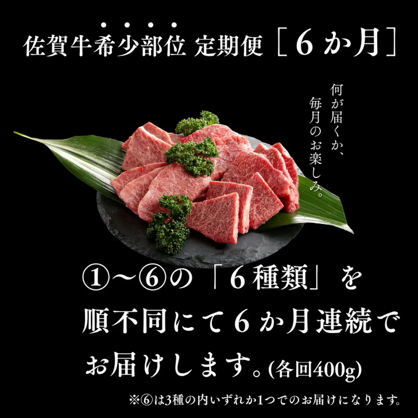 【定期便6回】佐賀牛 希少部位 定期便 6回 ザブトン 三角バラ イチボ とうがらし ミスジ トモサンカク カイノミ ササミ 400g×6回 黒毛和牛 牛肉 ブランド牛：C118-006