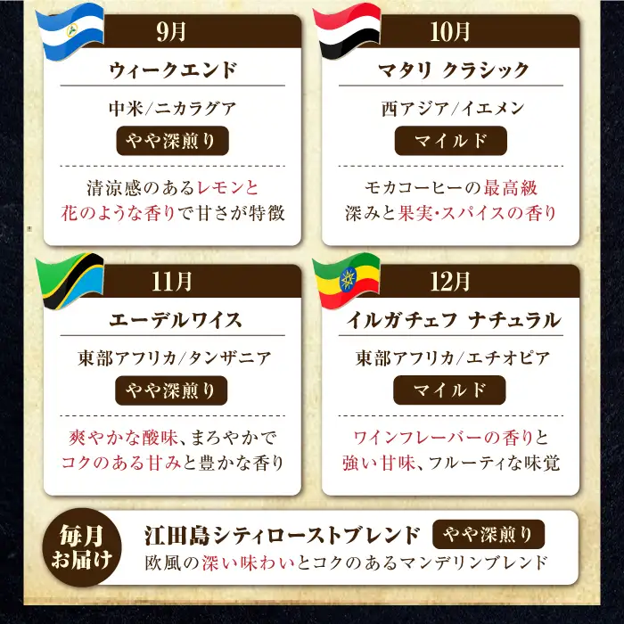 【全12回】江田島シティローストブレンドセット コーヒー粉 全13種 コーヒー[XBE081]
