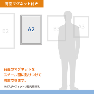 【ポスターフィット背面マグネットあり】A2用紙サイズ対応  交換が簡単な薄型ポスターフレーム