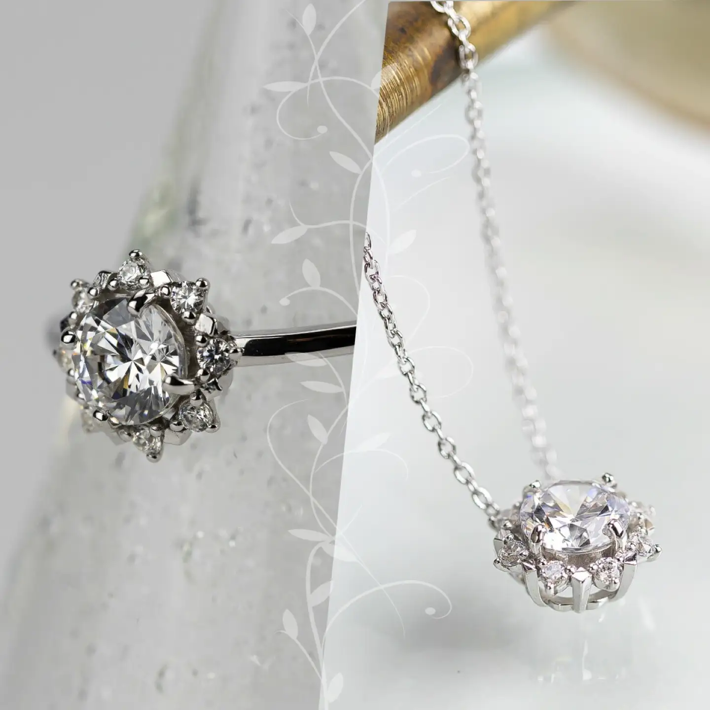 pt900 ダイヤモンドリング  & ダイヤモンドネックレス （RP-MR1202-MN770）